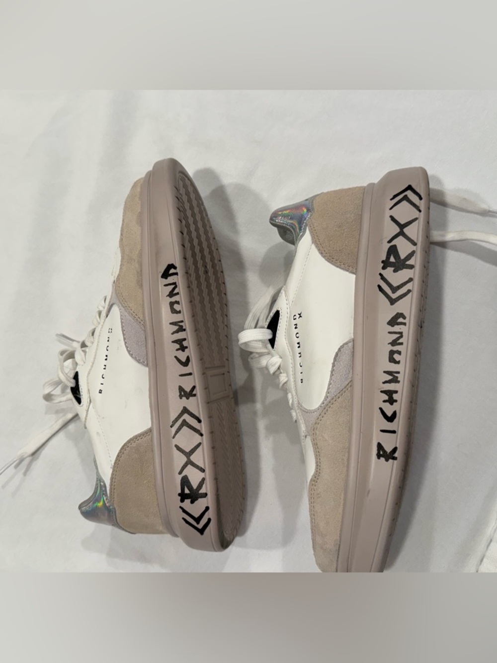 John Richmond X Sneakers White Suede Iridescent Heel Size 40 / US 9